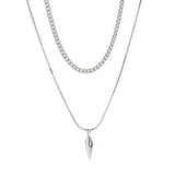Stainless Steel Rivet Pendant & Snake Chain Necklace Set – Punk Cuban Link Choker for Men & Women