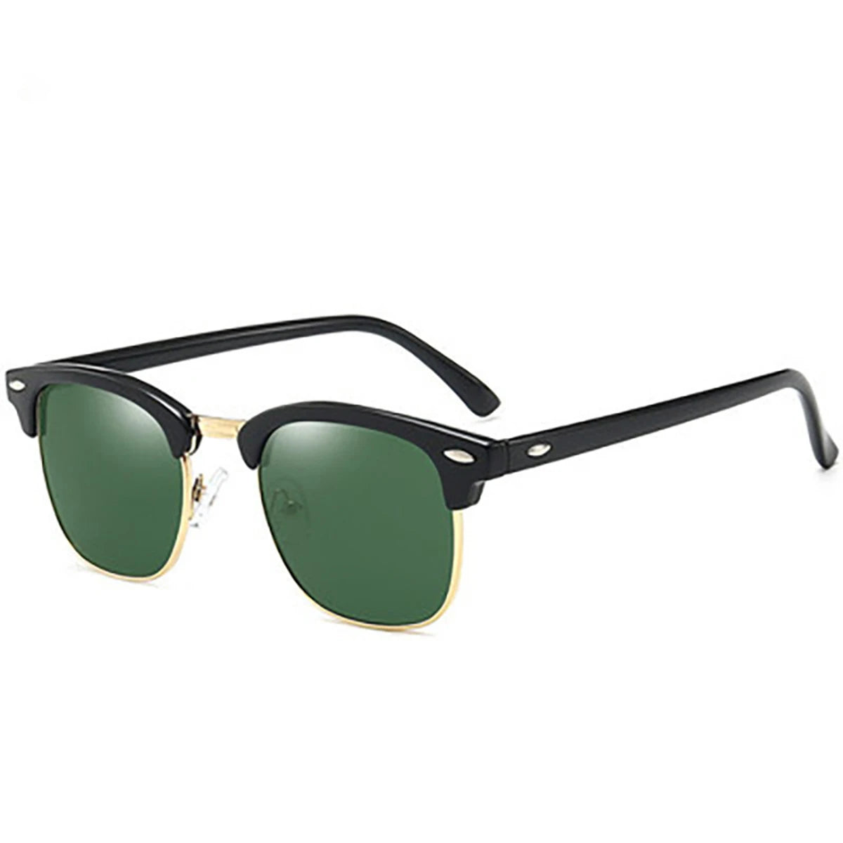Classic Retro Half-Frame Sunglasses – Vintage Style with UV Protection & Reflective Lenses
