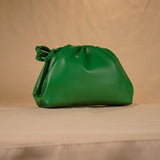 Women's PU Leather Dumpling Shoulder Bag – Elegant Ruched Crossbody & Clutch Handbag