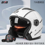 Retro 3/4 Motorcycle Helmet with Double Visor - ABS+PC Open Face Helmet for Scooters