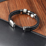 Men’s Leather Magnetic Clasp Bracelet – Trendy Rope Chain Charm Accessory