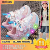 Girls' LED Light-Up Cartoon Sneakers – Breathable Anti-Slip Outdoor Casual Shoes