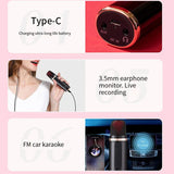 Wireless Bluetooth Karaoke Microphone with Echo Reverb & AUX Input