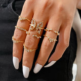 Boho Vintage Animal Ring Set for Women – Adjustable Zinc Alloy Bands