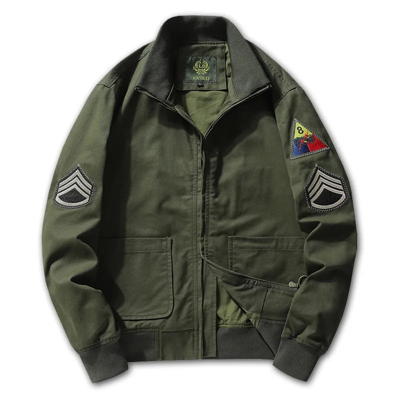 Men’s Military-Style Spring Jacket – Lightweight Tactical Bomber with Pockets (Up to 6XL)