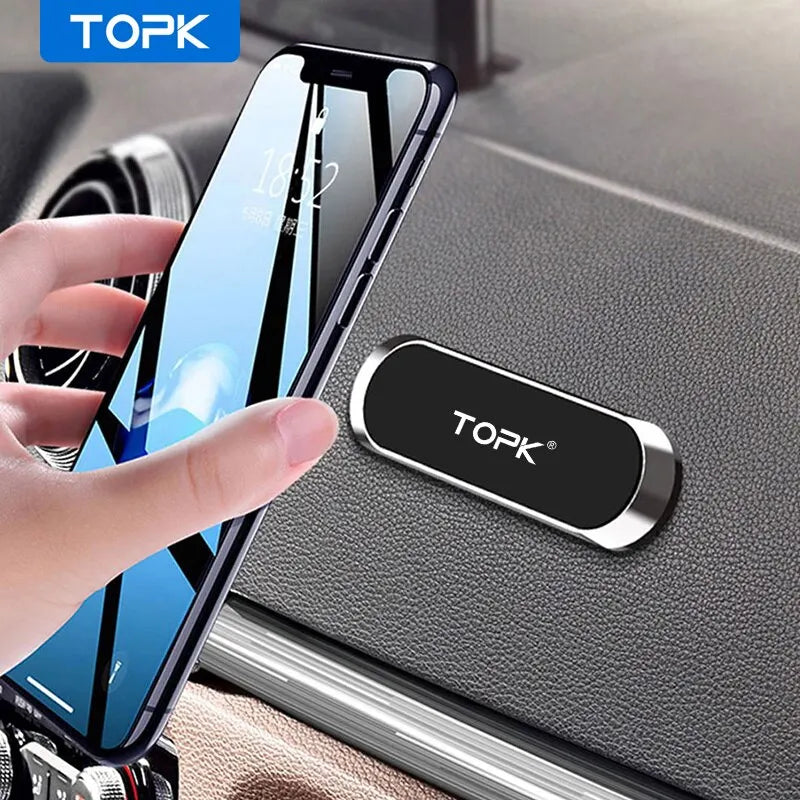 TOPK Soporte magnético de metal para teléfono de coche, soporte universal para teléfono móvil con forma de tira, soporte de GPS con imán fuerte para iPhone 14