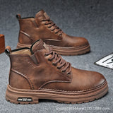 Men’s Luxury PU Leather Ankle Boots - Retro High-Top Motorcycle Boots