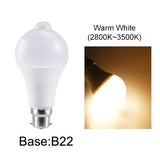 Bombilla LED con sensor de movimiento PIR inteligente: lámpara con sensor automático de ahorro de energía (E27/B22, 12 W-20 W, 85-265 V)