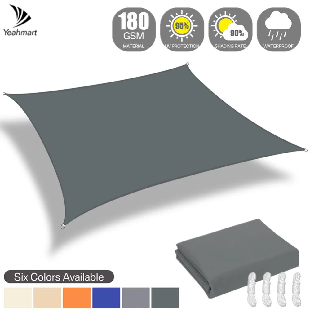 Toldo rectangular impermeable para el sol: toldo con protección UV para patio, balcón y jardín