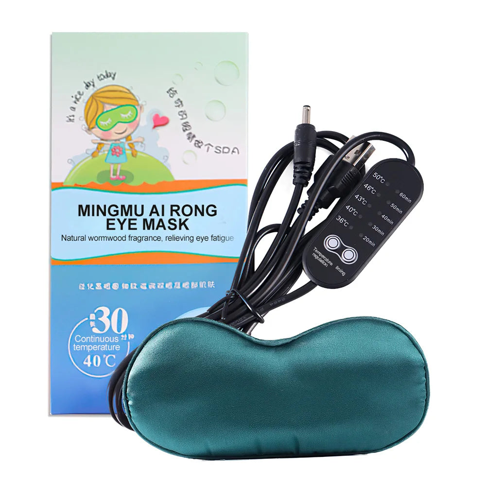 USB Heated & Cooling Eye Mask with Temperature Control – Lavender Silk Sleep Mask