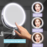 8" Rechargeable LED Makeup Mirror - Wall Mounted with 1X/10X Magnification