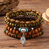 Adjustable Natural Wood Beaded Bracelet – Casual & Sporty Style for Women