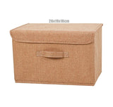 Caja de almacenamiento plegable de lino y algodón: organizador multiusos con tapa