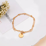 Personalized Stainless Steel Link Bracelet - Custom Name & Date Engraved Jewelry for Women
