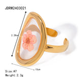 18K Gold Plated Polygonal Dry Flower Ring – Minimalist & Waterproof Statement Jewelry