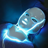 7-Color LED Facial Mask with Neck Therapy - Professional Skin Rejuvenation Treatment