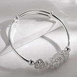 925 Sterling Silver Open Cuff Bracelet for Women - Trendy Adjustable Bangle Jewelry