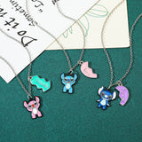 Disney Stitch Best Friend Necklace Set - Matching Heart Pendants for Couples & Friends