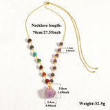 Natural Crystal Stone Pendant Necklace – Amethyst, Quartz & Aquamarine Healing Jewelry