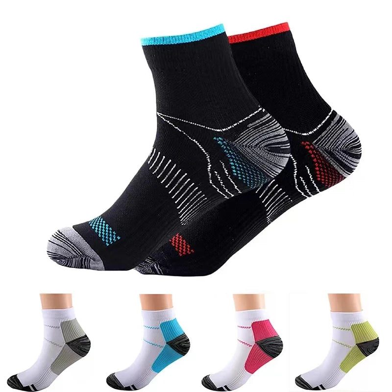 1 Pair Unisex Compression Sports Socks – Ankle-Length for Running, Cycling & Outdoor Activities