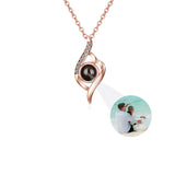 Personalized Photo Projection Necklace with Rose Pendant