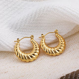 Gold-Plated Stainless Steel Geometric Hoop Earrings – Waterproof & Tarnish-Resistant