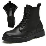 Men’s Genuine Leather Motorcycle Boots – Winter Warm Ankle Boots for Outdoor & Casual Wear (Sizes 38-48)