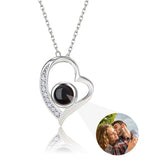 Custom Photo Projection Necklace - Personalized Heart Pendant with Picture Inside
