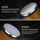 Rolling Knife Sharpener with Magnetic Base – 15° & 20° Angle Guide and Diamond Sharpening Stone