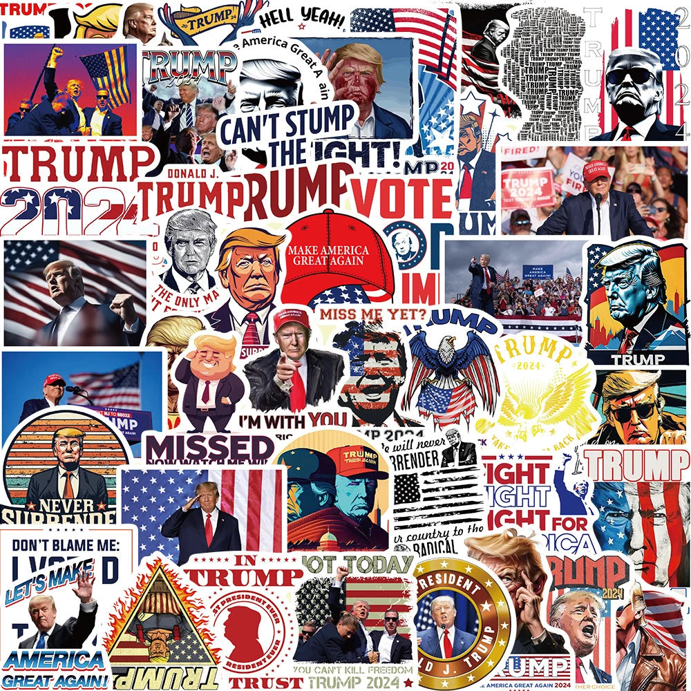 Donald Trump Cartoon Stickers - 10/30/50pcs Waterproof Decals for Laptop, Motorcycle & More