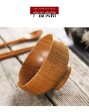 Cuenco japonés de madera maciza | Vajilla retro de madera de azufaifo para sopas y ensaladas