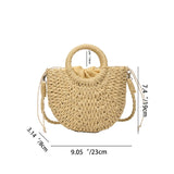 Women’s Straw Crossbody Bag – Stylish Half-Moon Shoulder Purse with Large Capacity