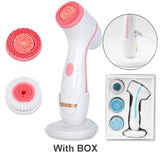 Electric Facial Cleansing Brush with Sonic Vibration & 3 Interchangeable Heads