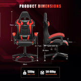 RGB Gaming Chair with LED Lights, Ergonomic Reclining PU Leather Office Chair