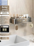 Estante de baño de aluminio sin taladros: estante de almacenamiento y champú para montaje en pared