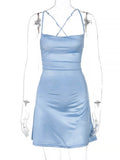 Backless Lace-Up Bodycon Dress - Sexy Satin Mini Dress for Parties & Evening Wear