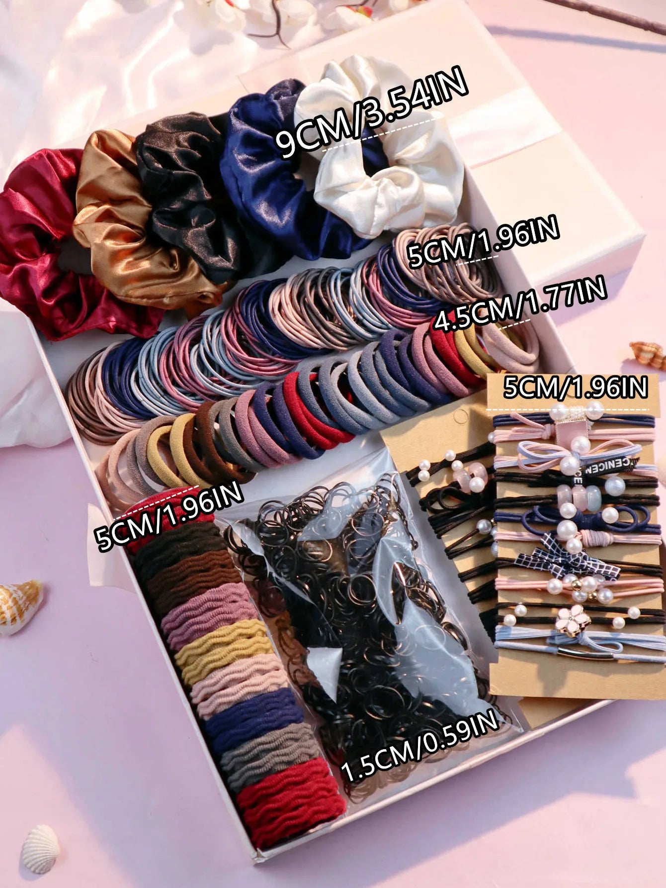 Conjunto de accesorios para cabello oscuro: coleteros, gomas para el pelo y gomas para el pelo sin costuras para mujer