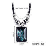 Trendy Geometric Glass Pendant Necklace for Women – Zinc Alloy & Leather Design