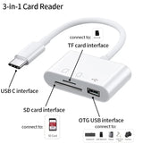 3-in-1 USB-C Card Reader for SD, MicroSD & TF Cards – High-Speed Data Transfer Adapter