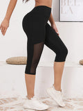 High-Waist Mesh Capri Yoga Leggings with Pockets