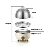 Hervidor de huevos eléctrico de 360 ​​W, máquina de desayuno, multicocina, vaporera, cocina automática para huevos, cocina al vapor para natillas caseras con temporizador
