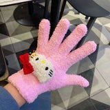 Hello Kitty Touchscreen Gloves – Kawaii Coral Fleece, Warm Winter Gloves for Women