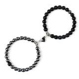 Magnetic Couple Bracelets Set - Natural Stone Heart Bead Lovers' Bracelets