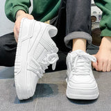 Men’s Height-Increasing Breathable Casual Sneakers – Lace-Up Artificial Leather Shoes for Spring & Autumn