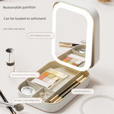Foldable LED Makeup Mirror with Storage – Portable Vanity Organizer for Dorms & Travel