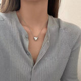 Trendy Silver Heart Pendant Necklace – Minimalist Jewelry for Women