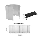Paravientos plegable ultraligero de 10 placas para estufas de camping y cocinas de gas