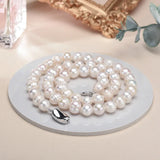 Elegant Baroque Freshwater Pearl Necklace with 925 Sterling Silver Clasp