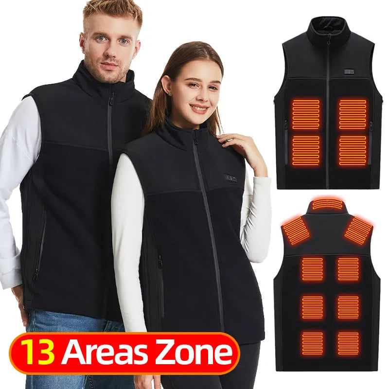 USB Rechargeable Heated Vest for Men & Women - Fleece-Lined Winter Heating Vest