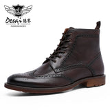 Men’s Genuine Leather Outdoor Boots – Waterproof Ankle-High Slip-On Boots for Spring & Autumn